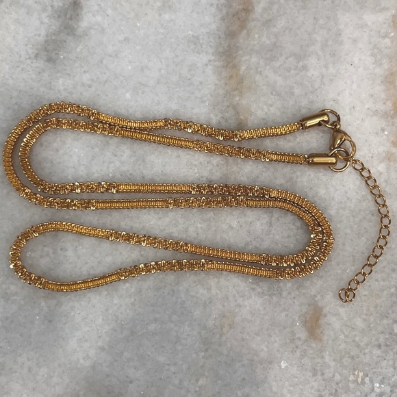 ION Plated YG Stainless Steel Duo Link Necklace - Picture 9 of 11